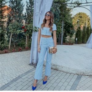 Blue Gingham Plaid Zara Set
